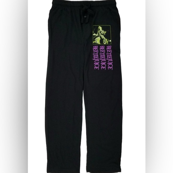 🎃Beetlejuice Mens Black Sleep Pants Lounge Pant Pajama Bottoms Small (os) - Picture 1 of 3